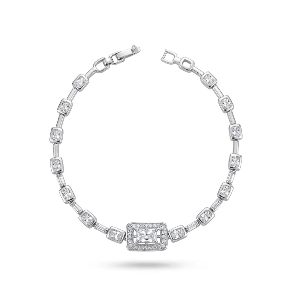 Baget Taş Detaylı Silver Bileklik