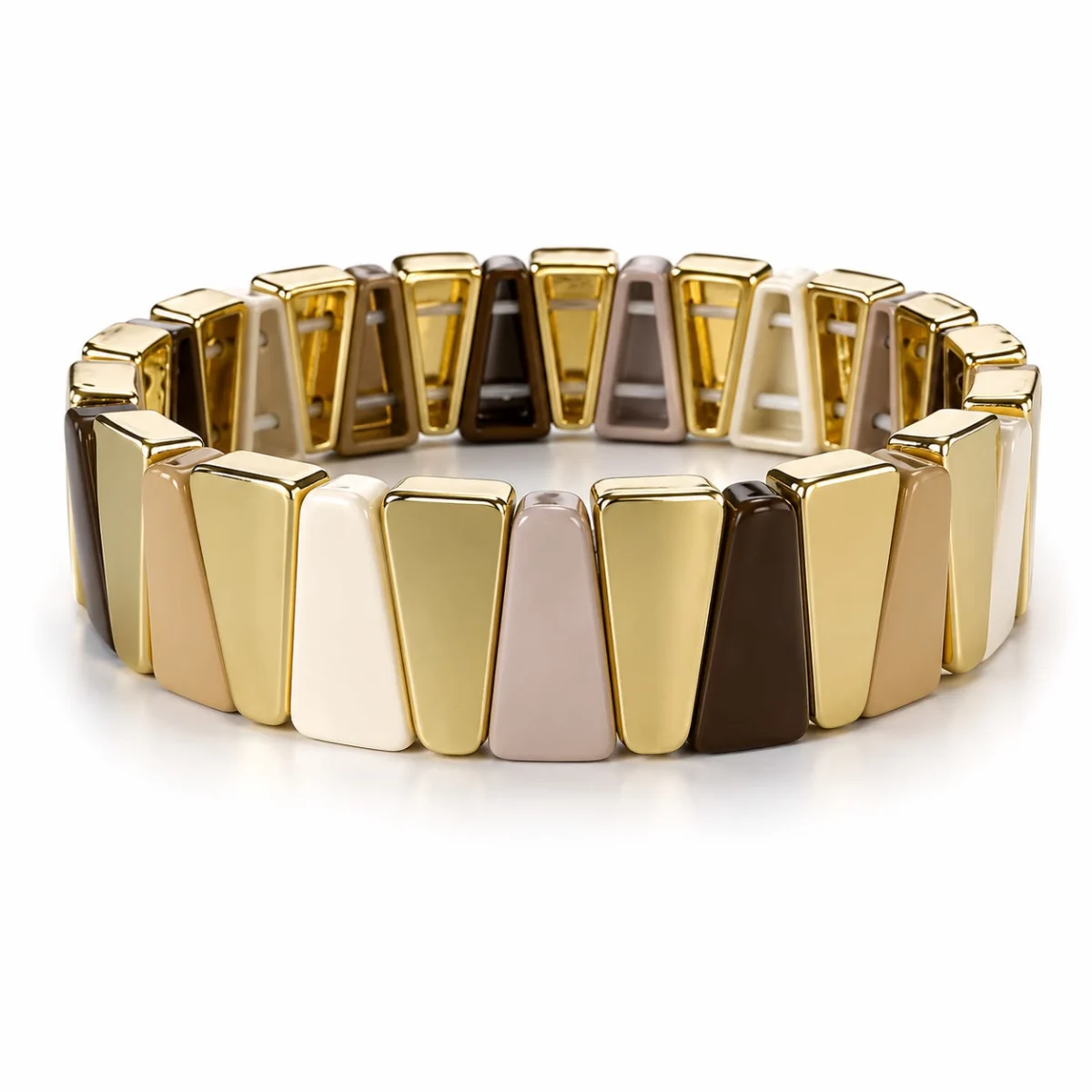 Gold Detaylı Geometrik Porselen Bileklik