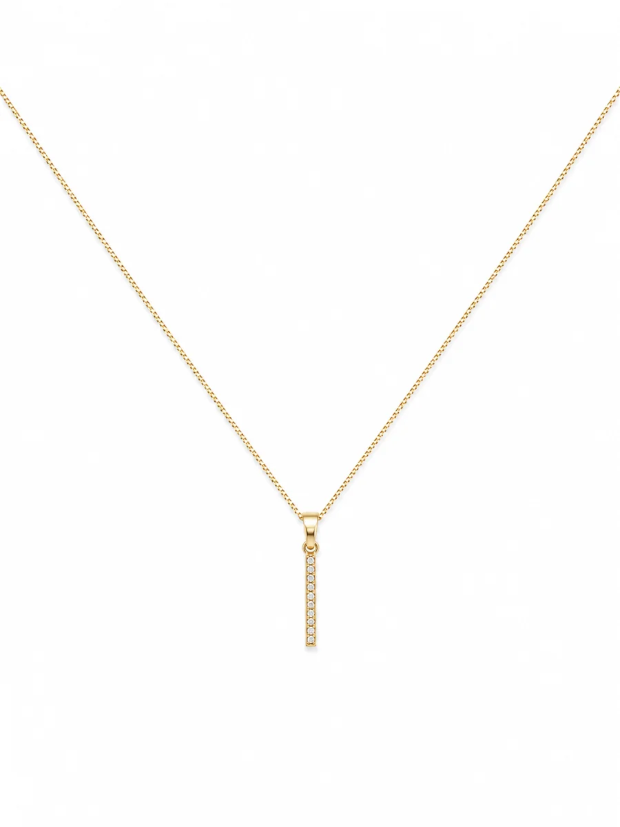 Premium Seri | Zirkon Taşlı Gold Çubuk Kolye